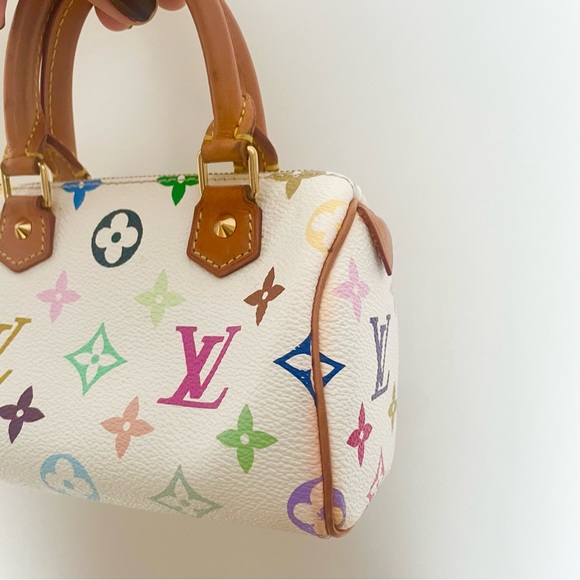 SOLD 🥰🥰Authentic Louis Vuitton White Multicolor Mini Speedy - Picture 6 of 13